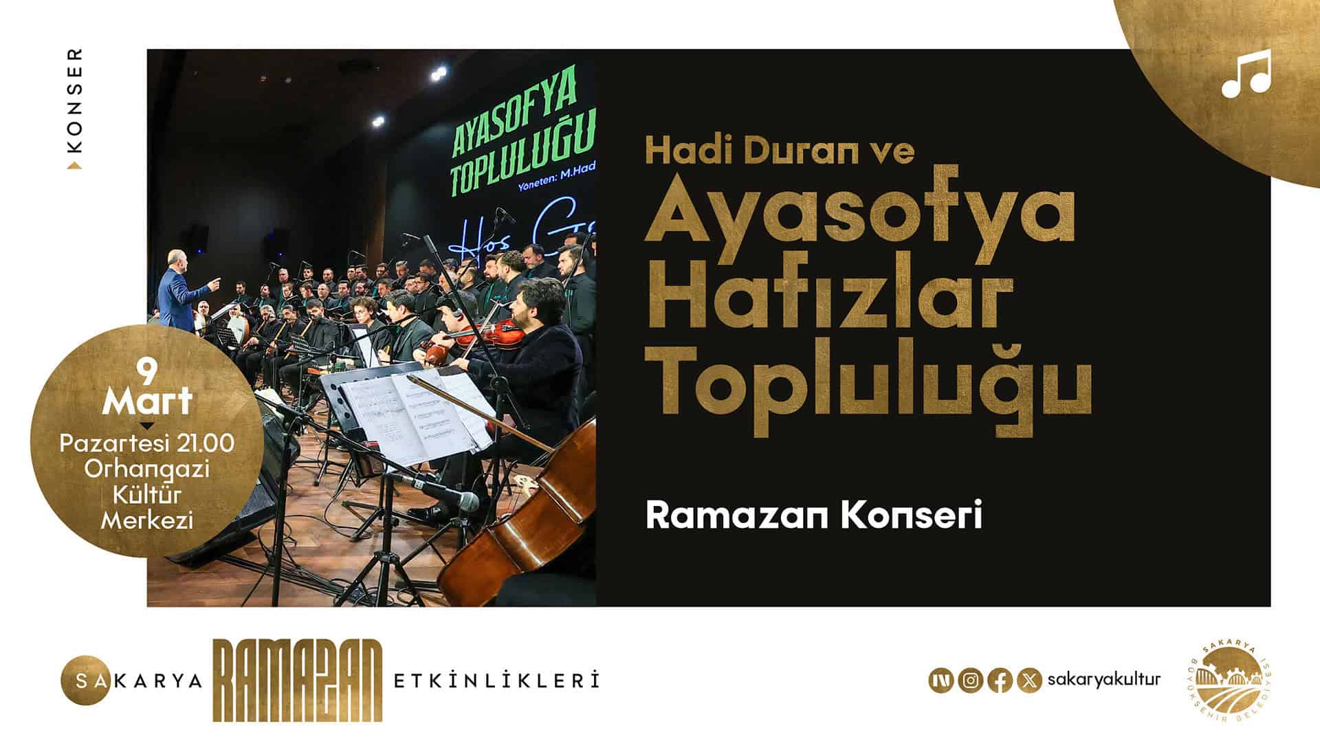 Hadi Duran ve Ayasofya Hafızlar Topluluğu Sakarya’da Ramazan Ayında Anlamlı Tasavvuf Dinletisi Sunacak