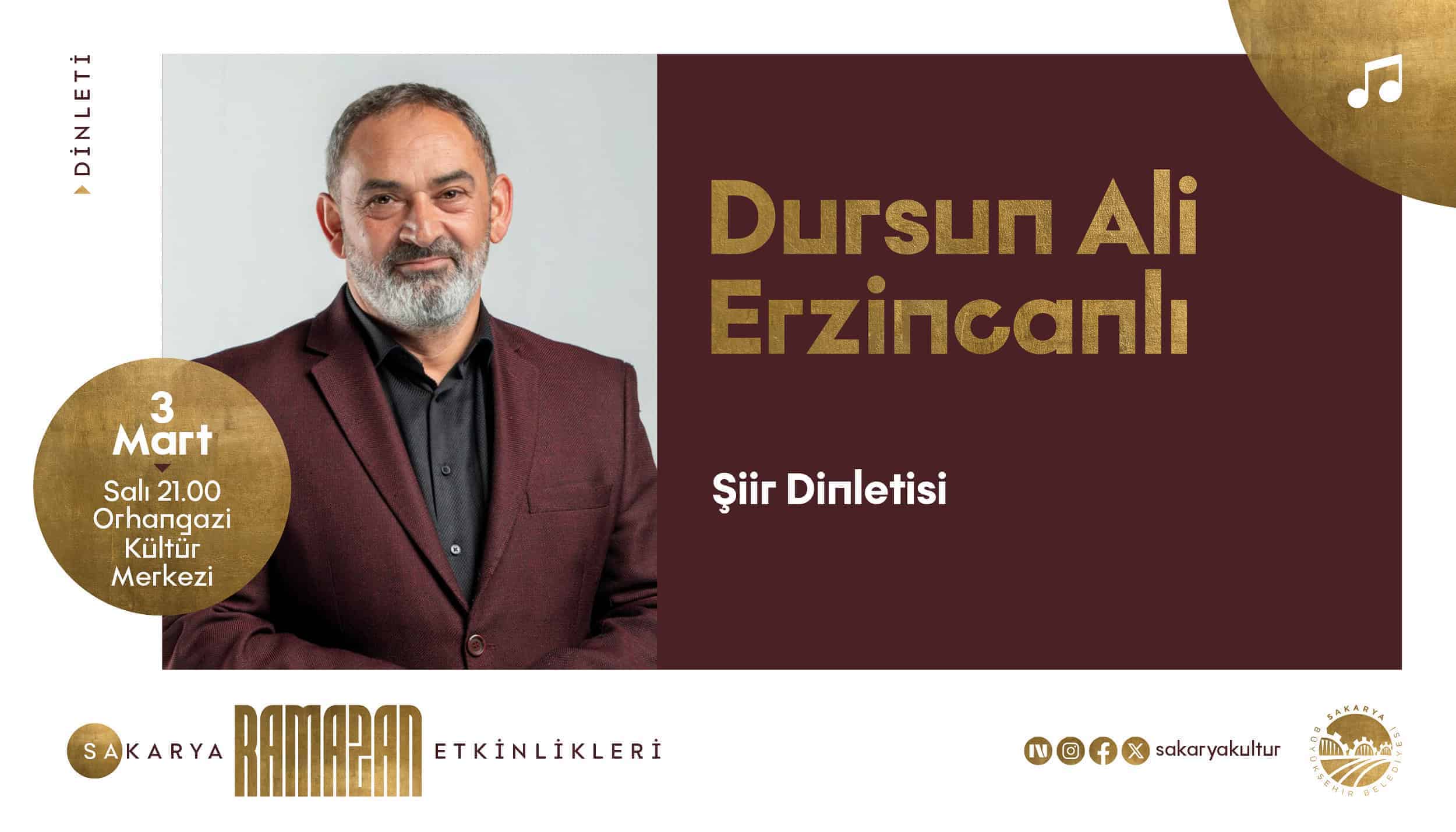 Dursun Ali Erzincanlı, Ramazan Kültür Sanat Takvimi Kapsamında Sakarya’da Şiirle Buluşacak